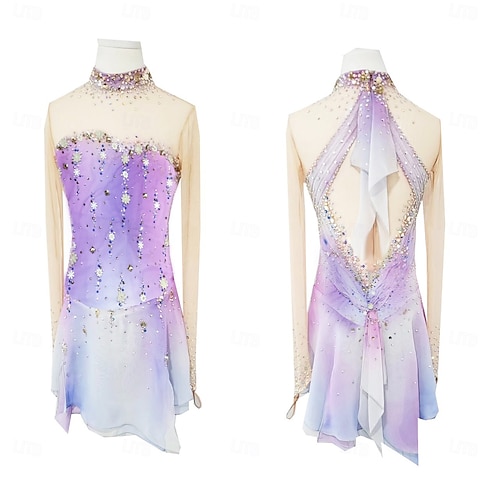 Rochie de Patinaj Artistic Pentru femei Fete Πατινάζ στο πάγο Rochii Mov Mâneci cu Gaura Vopsirea Halo Înaltă Elasticitate Profesional Competiție Ținută Patinaj Termic cald Cristale / Strasuri Manșon Rochie de Patinaj Artistic Pentru femei Fete Πατινάζ στο πάγο Rochii Mov Mâneci cu Gaura Vopsirea Halo Înaltă Elasticitate Profesional Competiție Ținută Patinaj Termic cald Cristale / Strasuri Manșon