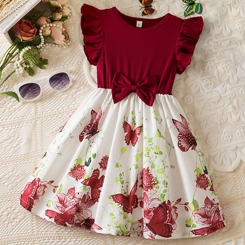 cute junior knee length dresses Pounoo New Dresses For Girls Cute Print Sleeveless Flower Girl Dresses Round Neck Knee Length Dress Quick Drying Kids Dresses Girls 4-16