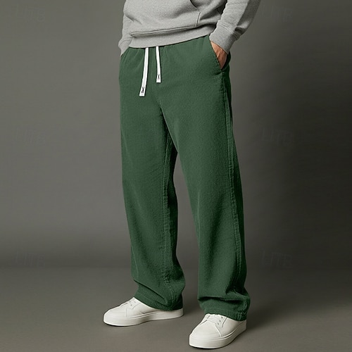  Miesten Veryttelyhousut Leveälahkeiset collegehousut Housut Vakosamettihousut Roikkuvat housut Kurenauha Joustava vyötärö Tavallinen Kosteuden siirtävä Hengittävä Täyspitkä ulko- Urheilu ja ulkoilu