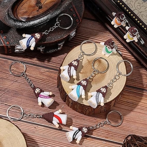  50/100pcs Little Jesus Keychains, Mini Jesus Figurine Keychains in Bulk, Christmas Stocking Stuffers Gift Multicolor Tiny Jesus Keychains, Miniature Keychain to Hide
