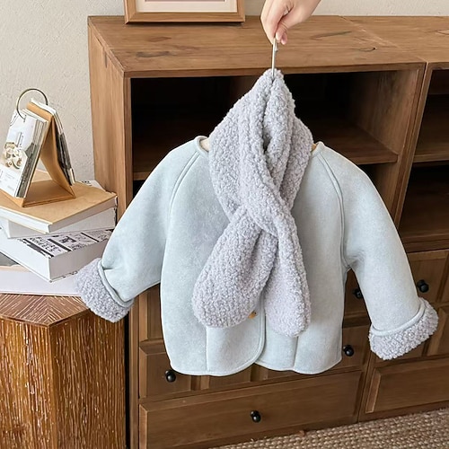 Bambini Ragazze Giacca in finta pelle scamosciata Giacca in pile Giacca di pelle Tinta unica Moda Tasca Tenere al caldo Antivento All'aperto Cappotto 