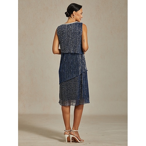 Femmes Robe Midi Robe fourreau Robe Plissée Robe dos nu Élégant Fête Formel Soirée robe demoiselle d honneur Cocktail Coupe régulière Couleur Unie Sans manches Col ras du cou bleu marine Ét  Femmes Robe Midi Robe fourreau Robe Plissée Robe dos nu Élégant Fête Formel Soirée robe demoiselle d honneur Cocktail Coupe régulière Couleur Unie Sans manches Col ras du cou bleu marine Ét