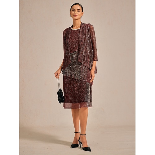  Women's Shrugs Elegant Party Stylish Cowl Neck Regular Tops Wedding Guest Evening Party Pleated Ruffle Glitter Wine Summer Spring Fall