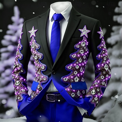  Jul Herr Julgran Kavajjacka Bekväm Artistisk Ledigt Festkvällskläder Dagligen Festival Knappar Mönster Vår Höst Vinter Trubbig Långärmad Röd 1 Rubinrött Blå