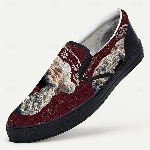  Men's Christmas Santa Face Slip-On Shoes – Festive 3D Santa Design, Comfortable Casual Style, Perfect for Christmas Parties & Holiday Gatherings