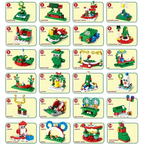 Ημερολόγιο έλευσης χριστουγεννιάτικων δέντρων με δομικά στοιχεία με φως LED, ημερολόγιο αντίστροφης μέτρησης για χριστουγεννιάτικο κουτί δώρων, δομικό στοιχείο 24 ημερών για παιδιά ενηλίκων  Ημερολόγιο έλευσης χριστουγεννιάτικων δέντρων με δομικά στοιχεία με φως LED, ημερολόγιο αντίστροφης μέτρησης για χριστουγεννιάτικο κουτί δώρων, δομικό στοιχείο 24 ημερών για παιδιά ενηλίκων