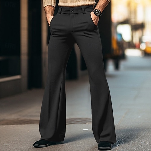 black flared dress pants men Mens Black Flare Pants