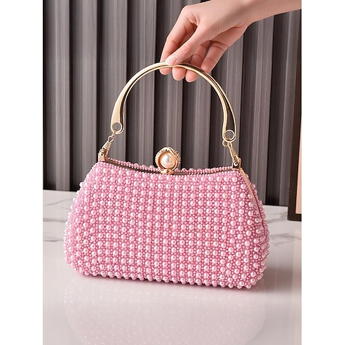 KFMON Sac De Soirée Perles Rondes 23x14cm - Pochette Mariage Strass Élégante Pour Mariée Et Demoiselles D'Honneur
