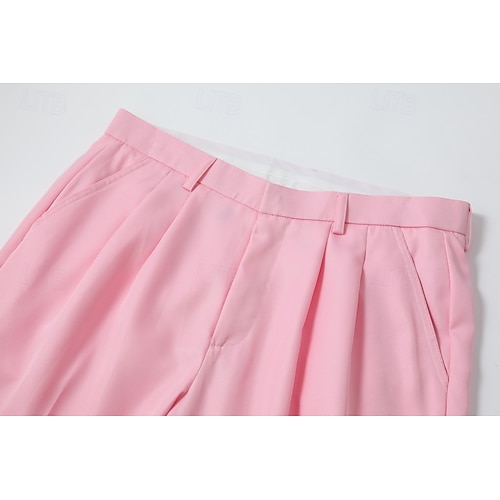  Miesten Puvunhousut Housut Tasku Napit Tavallinen Mukavuus Muodollinen Juhla Työ Muoti Klassinen tyyli Coral Pink Keltainen Mikrojoustava