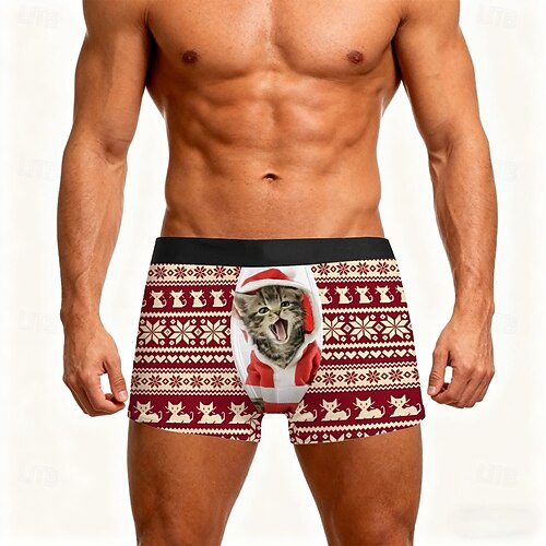 Gato Muñeco de Nieve Pijamas de navidad Boxers Cortos Ropa