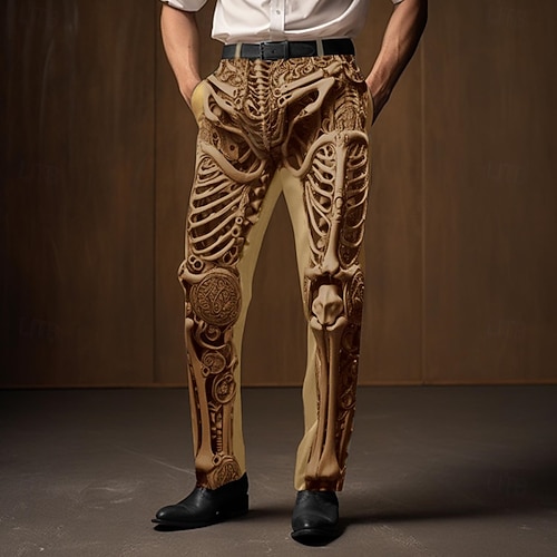  Скелетный панк абстрактные мужские штаны 3D печать брюки уличная одежда для работы полиэстер черные белые хаки S M L брюки с высокой эластичностью
