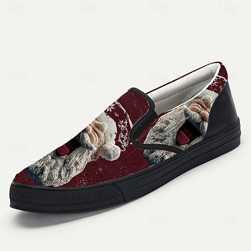  Men's Christmas Santa Face Slip-On Shoes – Festive 3D Santa Design, Comfortable Casual Style, Perfect for Christmas Parties & Holiday Gatherings