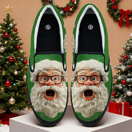  Men's Christmas Santa Face Slip-On Shoes – Vibrant 3D Santa Design, Comfortable Casual Footwear, Ideal for Christmas Festivities & Winter Wear