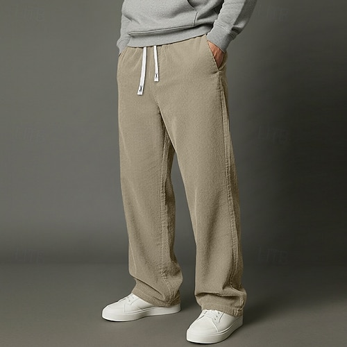  Miesten Veryttelyhousut Leveälahkeiset collegehousut Housut Vakosamettihousut Roikkuvat housut Kurenauha Joustava vyötärö Tavallinen Kosteuden siirtävä Hengittävä Täyspitkä ulko- Urheilu ja ulkoilu