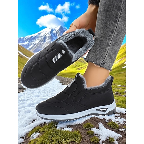  женские бордовые зимние туфли без застежек с отделкой из искусственного меха, уютные ботильоны для холодной погоды, идеально подходят для Рождества, праздничного шопинга и повседневных прогулок