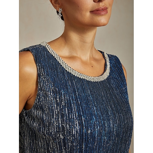 Femmes Robe Midi Robe fourreau Robe Plissée Robe dos nu Élégant Fête Formel Soirée robe demoiselle d honneur Cocktail Coupe régulière Couleur Unie Sans manches Col ras du cou bleu marine Ét  Femmes Robe Midi Robe fourreau Robe Plissée Robe dos nu Élégant Fête Formel Soirée robe demoiselle d honneur Cocktail Coupe régulière Couleur Unie Sans manches Col ras du cou bleu marine Ét