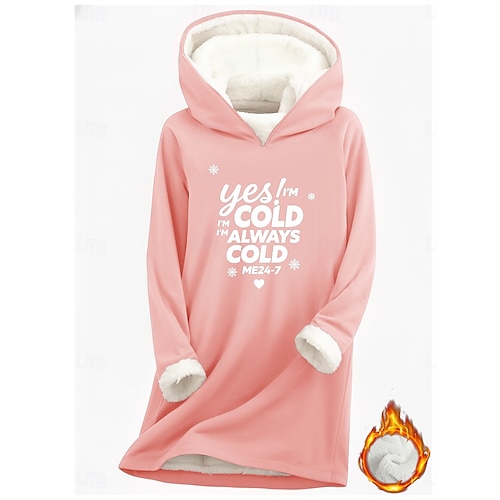  Naisten collegepaita fleecevuorilla graafisesti lämmin rento pörröinen pitkähihainen pyöreä kaula-aukko pyöreä kaula-aukko pitkät topit katu vapaa-aika vaaleanpunainen musta tummanpinkki sininen kevät syksy talvi