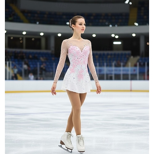Figure Skating Dress Women's Girls' Ice Skating Dress White Patchwork Asymmetric Hem Mesh High Elasticity Training Competition Skating Wear Classic Crystal / Rhinestone Long Sleeve Ice Skating Figure 2026 - GBP 233 Figure Skating Dress Women's Girls' Ice Skating Dress White Patchwork Asymmetric Hem Mesh High Elasticity Training Competition Skating Wear Classic Crystal / Rhinestone Long Sleeve Ice Skating Figure 2026 - GBP 233