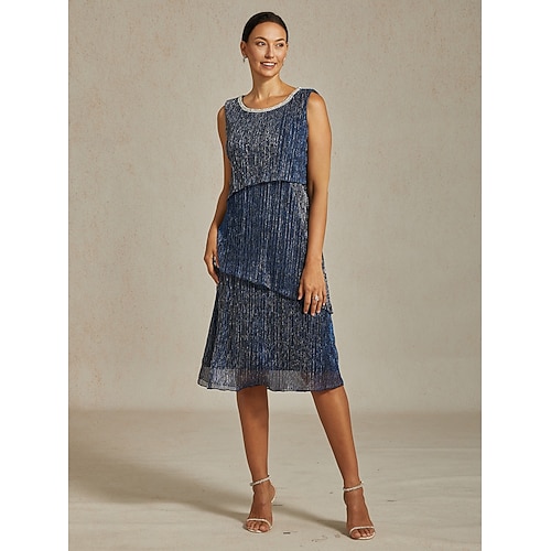 Femmes Robe Midi Robe fourreau Robe Plissée Robe dos nu Élégant Fête Formel Soirée robe demoiselle d honneur Cocktail Coupe régulière Couleur Unie Sans manches Col ras du cou bleu marine Ét  Femmes Robe Midi Robe fourreau Robe Plissée Robe dos nu Élégant Fête Formel Soirée robe demoiselle d honneur Cocktail Coupe régulière Couleur Unie Sans manches Col ras du cou bleu marine Ét