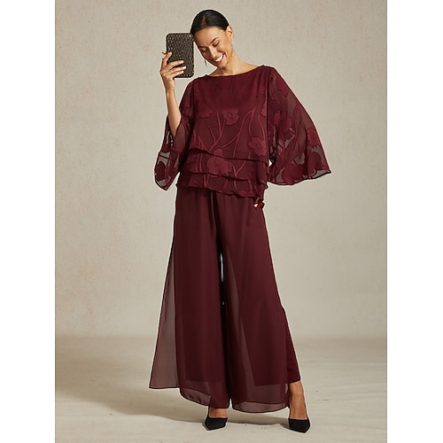 女性用 レースシャツ ブラウス ドレッシーなトップス シフォントップス 純色 フラワー エレガント スタイリッシュ カジュアル ハーフスリーブ フラッタースリーブ ボートネック レギュラートップス 結婚式のゲスト ワーク 日常 アシンメトリーヘム ワイン 夏 春 秋  女性用 レースシャツ ブラウス ドレッシーなトップス シフォントップス 純色 フラワー エレガント スタイリッシュ カジュアル ハーフスリーブ フラッタースリーブ ボートネック レギュラートップス 結婚式のゲスト ワーク 日常 アシンメトリーヘム ワイン 夏 春 秋