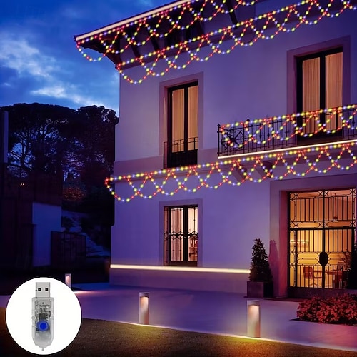 Guirlande Lumineuse Noël 4x120 LEDs Feux D'Artifice USB - Télécommande Incluse