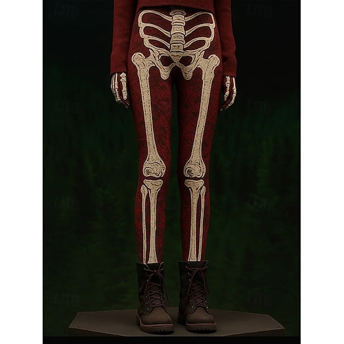 Női leggings nyaralás vintage divat teljes hosszú magas derék nadrág grafikus koponya puha lélegző elasztikus hivatalos nyaralás utcai sötétszürke borvörös barna fekete tavasz ősz  Női leggings nyaralás vintage divat teljes hosszú magas derék nadrág grafikus koponya puha lélegző elasztikus hivatalos nyaralás utcai sötétszürke borvörös barna fekete tavasz ősz