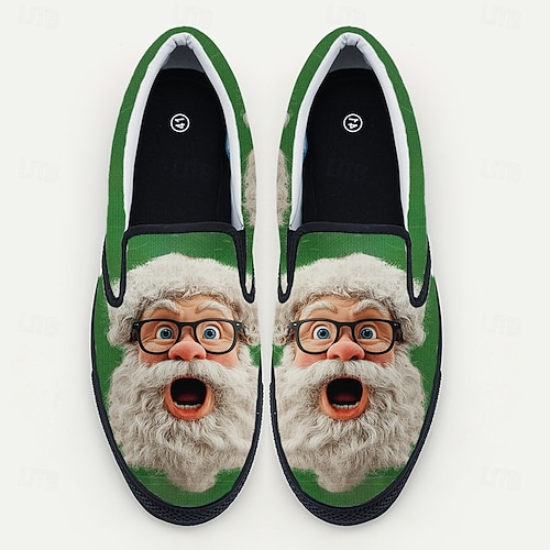  Men's Christmas Santa Face Slip-On Shoes – Vibrant 3D Santa Design, Comfortable Casual Footwear, Ideal for Christmas Festivities & Winter Wear