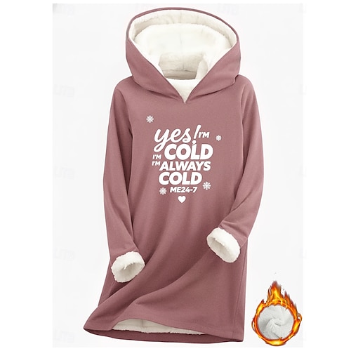  Naisten collegepaita fleecevuorilla graafisesti lämmin rento pörröinen pitkähihainen pyöreä kaula-aukko pyöreä kaula-aukko pitkät topit katu vapaa-aika vaaleanpunainen musta tummanpinkki sininen kevät syksy talvi