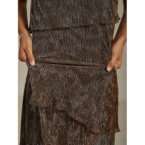 Femmes Robe Midi Robe fourreau Robe Plissée Robe dos nu Élégant Fête Formel Soirée robe demoiselle d honneur Cocktail Coupe régulière Couleur Unie Sans manches Col ras du cou Marron Été Printemps  Femmes Robe Midi Robe fourreau Robe Plissée Robe dos nu Élégant Fête Formel Soirée robe demoiselle d honneur Cocktail Coupe régulière Couleur Unie Sans manches Col ras du cou Marron Été Printemps