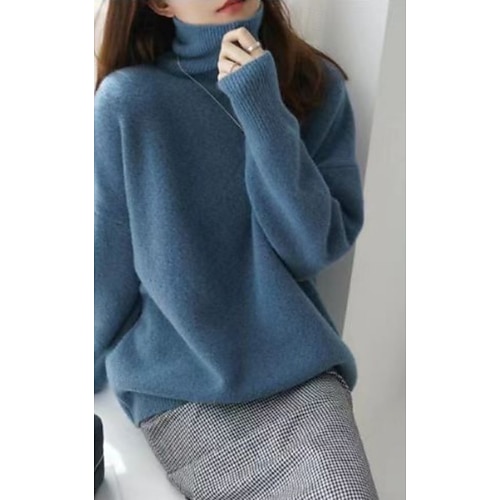  Pentru femei Pulover Zilnic Guler Pe Gât Tricotat Manșon Lung Topuri obișnuite Tricotat Roșu Vin Negru Primăvară Toamnă