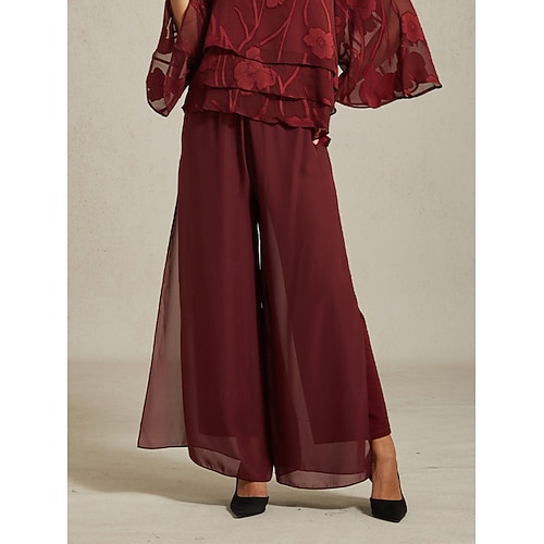  Női Szemtelen Egyenes szárú nadrág Elegáns Stílusos Klasszikus stílus Teljes hossz Közepes csípő Tömör szín Rugalmas derék Nyúlós Esküvő Vakáció Parti Bor Tavasz, Ősz, Tél, Nyár Normál