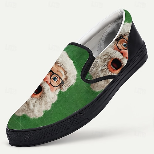  Men's Christmas Santa Face Slip-On Shoes – Vibrant 3D Santa Design, Comfortable Casual Footwear, Ideal for Christmas Festivities & Winter Wear