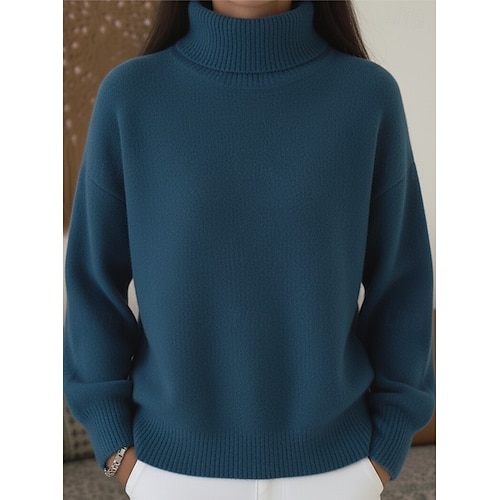  Pentru femei Pulover Zilnic Guler Pe Gât Tricotat Manșon Lung Topuri obișnuite Tricotat Roșu Vin Negru Primăvară Toamnă