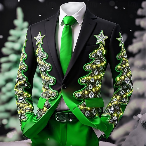  Jul Herr Julgran Kavajjacka Bekväm Artistisk Ledigt Festkvällskläder Dagligen Festival Knappar Mönster Vår Höst Vinter Trubbig Långärmad Röd 1 Rubinrött Blå