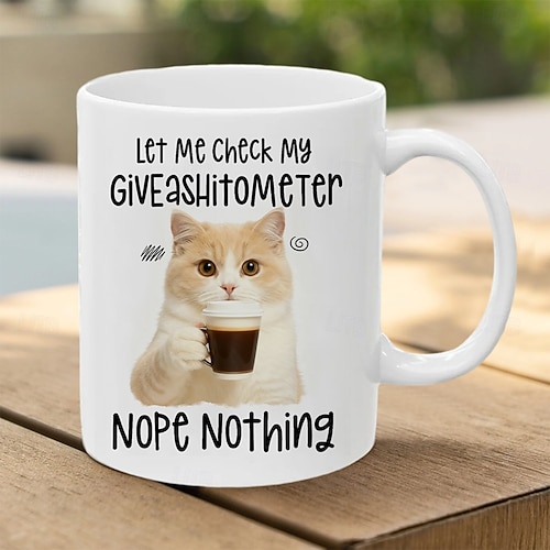  Funny Gift Mug Let Me Check My Giveashitometer Nope Nothing Fun Christmas Gifts For Cat Lover Friends Family