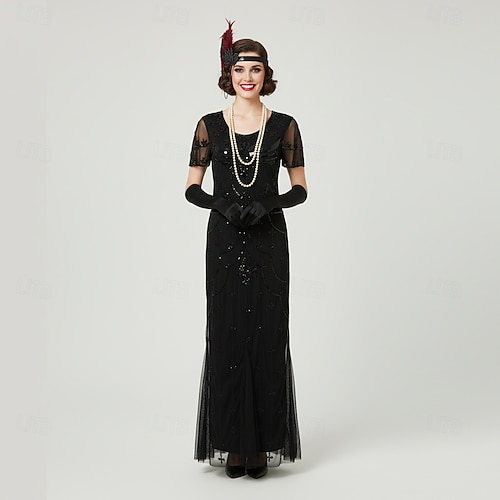 green emerald velvet dress Black 1920s evening dress of satin with handkerchief skirt – LaVieDelight main image 0