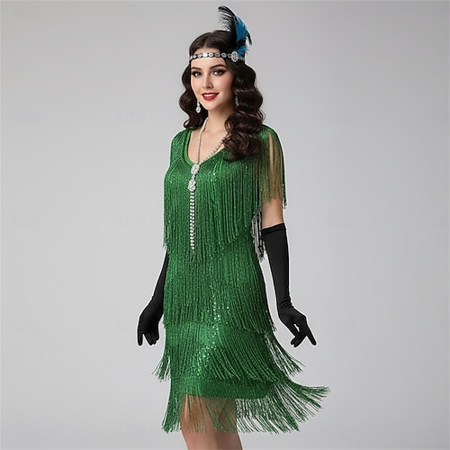 knee length dresses for ladies Queendancer Women Black Sequin Short Gatsby 1920s Dress One Shoulder Sheath Flapper  Dress – queendancer