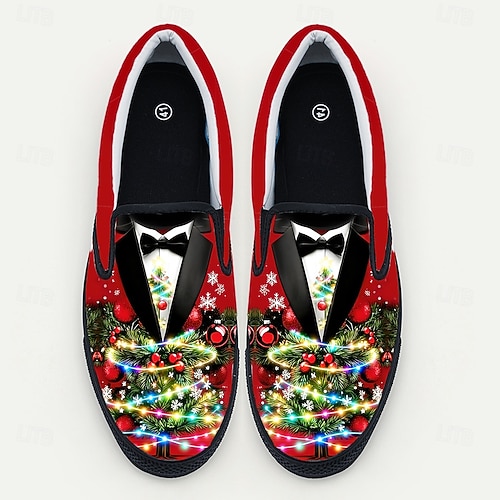  Мужские кроссовки с изображением елки, напечатанные на 3D-принтере — праздничные и веселые, идеально подходят для праздничных встреч, семейных торжеств и рождественских вечеринок.