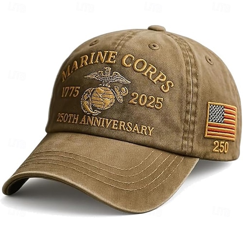  Til ære for 250-årsjubileet for USMC, retro vasket caps, USAs 250-årsjubileumshatt, marinekorps-baseballcaps, patriotisk gave til menn