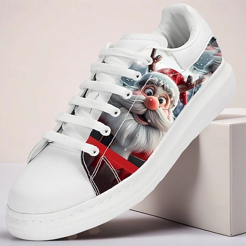  Vita julsneakers för män med jultomtetryck - roliga och bekväma skor för fester, familjesammankomster och julfirande