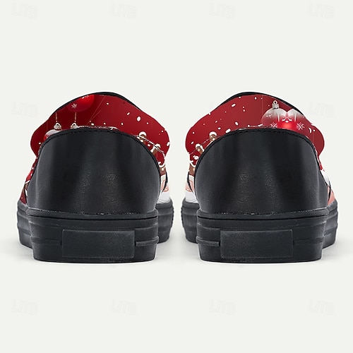  Мужские рождественские туфли Санта-Клауса без застежек — веселый дизайн с 3D-печатью, удобные и уютные, идеально подходят для рождественских вечеринок и праздничных встреч