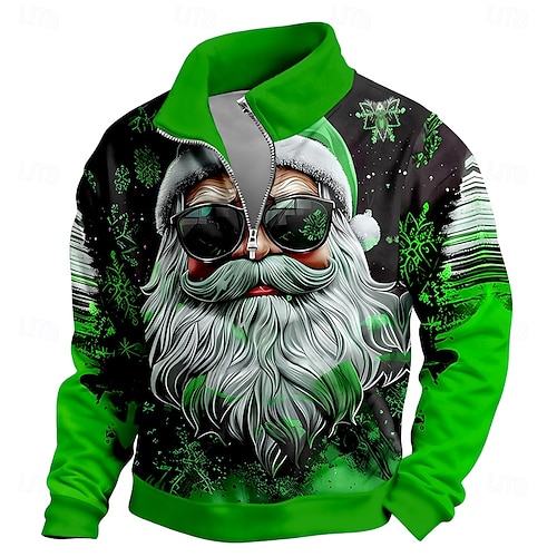  Jul Herr jultomten Tröja Häftig Dagligen Stylish Långärmad Hög krage Utomhus Hem Gåva Blå Rubinrött Purpur Grön Dragkedja Höst Vinter Designer S M L XL XXL XXXL