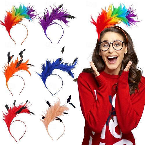 Cerchietto per capelli con piume, accessorio per feste di