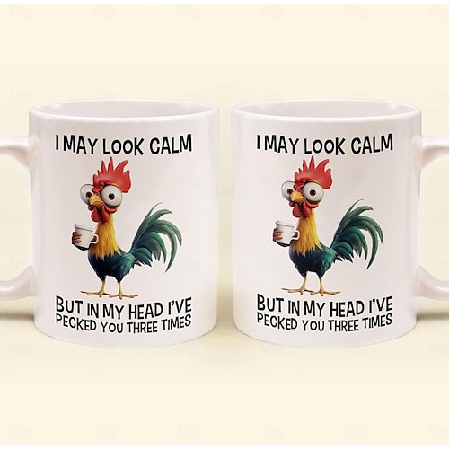  αστεία κούπα δώρου μπορεί να φαίνομαι ήρεμος αλλά στο μυαλό μου σε έχω τσιμπήσει τρεις φορές κεραμικό φλιτζάνι καφέ για λάτρεις του κοτόπουλου γραφείο σπίτι χιούμορ δώρο