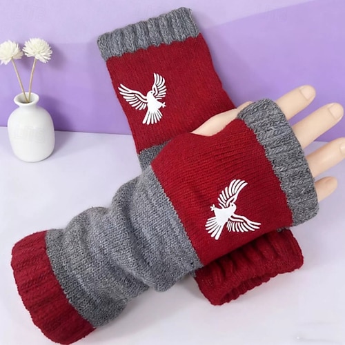  Naisten 1 pari Puolisormi / Neulotut käsineet Aktiivinen / Katutyyli Hanskat - Väripalikka / Kukka Painettu