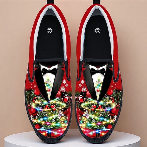  Мужские кроссовки с изображением елки, напечатанные на 3D-принтере — праздничные и веселые, идеально подходят для праздничных встреч, семейных торжеств и рождественских вечеринок.