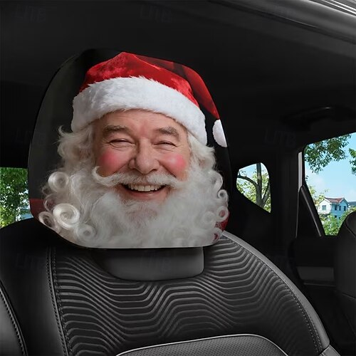  2 τεμάχια χριστουγεννιάτικα καλύμματα αυτοκινήτου με τυπωμένο τον Άγιο Βασίλη, εσωτερική διακόσμηση, γενικής χρήσης, πλενόμενα, εύκολα στην εγκατάσταση, κατάλληλα για μεγάλα οδικά ταξίδια, πάρτι