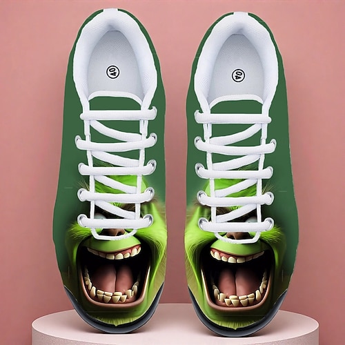  Herrsneakers med julfigurer – rolig 3D-tryckt design, bekväm passform, perfekt för högtider och festliga firanden