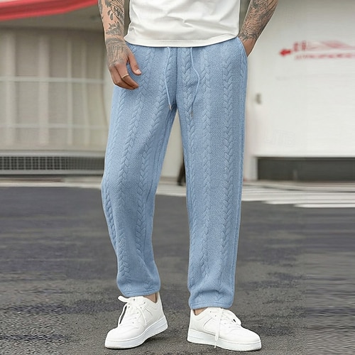  Męskie Spodnie dresowe Spodnie Spodnie dresowe z prostymi nogawkami Spodnie dresowe z odkrytymi nogami Żakard Ściągana na sznurek Elastyczny pas Równina Oddychający Pełna długość Sporty na świeżym