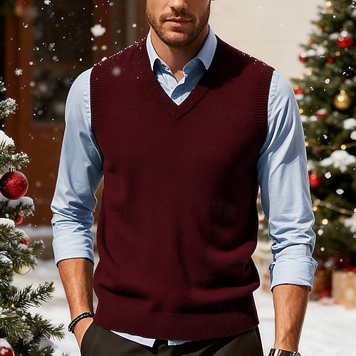 Men's Christmas Jumper Christmas Sweaters Sweater Vest Holiday Sweater Dress Sweater Ribbed Knit Regular Tops Knitted Plain V Neck Fashion Casual Men's Christmas Jumper Christmas Sweaters Sweater Vest Holiday Sweater Dress Sweater Ribbed Knit Regular Tops Knitted Plain V Neck Fashion Casual